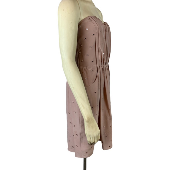 sz 6 Rebecca Taylor Strapless Silk Dress Pink - Picture 7 of 12